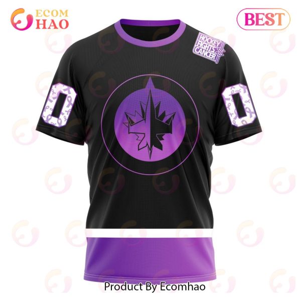 NHL Winnipeg Jets Special Black Hockey Fights Cancer Kits 3D Hoodie