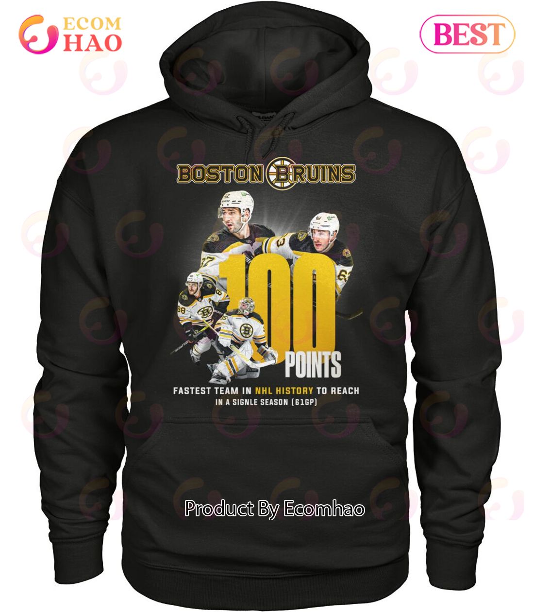 Boston Bruins 100 Points Fastest Team In NHL History To Reach In A Signle Season 61gp T-Shirt