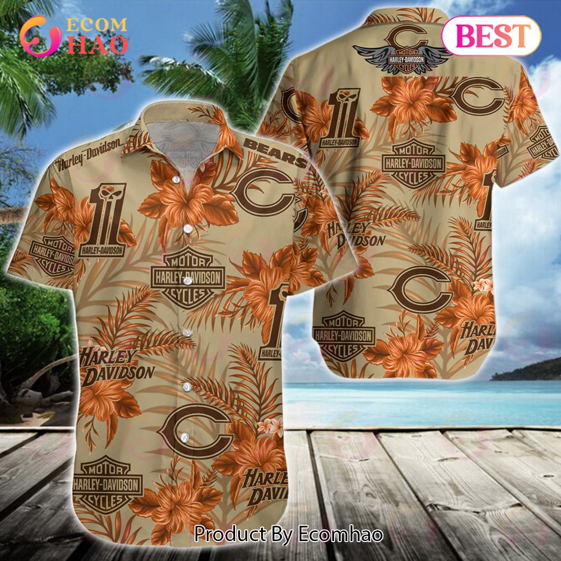 NFL Chicago Bears Harley Davidson Hawaiian Shirt Perfect Gift Luxury Items