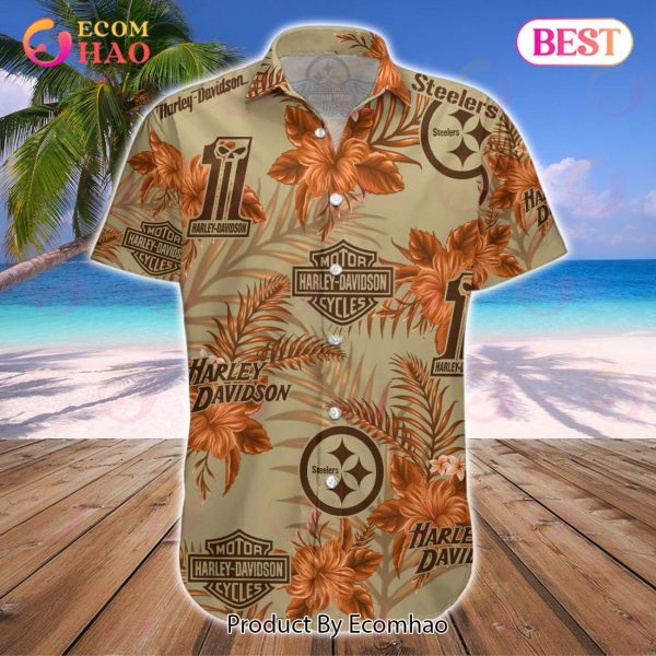 NFL Pittsburgh Steelers Harley Davidson Hawaiian Shirt Perfect Gift