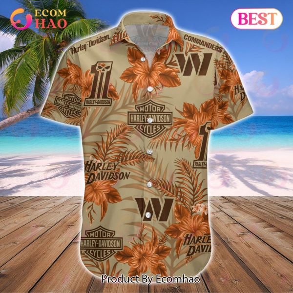 NFL Washington Commanders Harley Davidson Hawaiian Shirt Perfect Gift