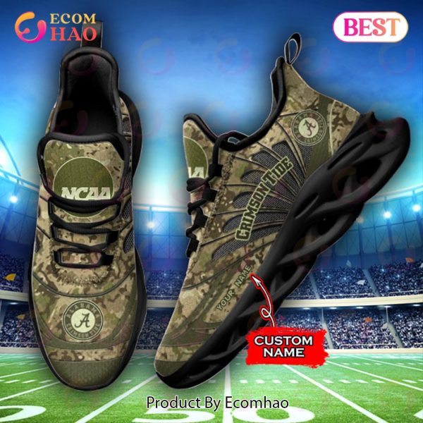 NCAA Alabama Crimson Tide Camo Design Max Soul Sneaker Custom Name