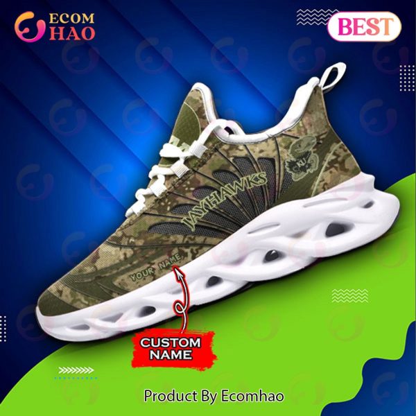 NCAA Kansas Jayhawks Camo Design Max Soul Sneaker Custom Name