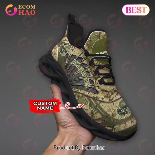 NCAA Kansas Jayhawks Camo Design Max Soul Sneaker Custom Name