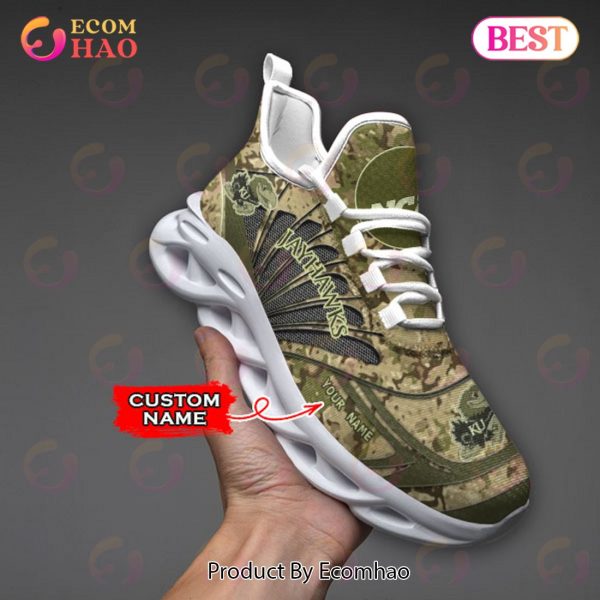 NCAA Kansas Jayhawks Camo Design Max Soul Sneaker Custom Name