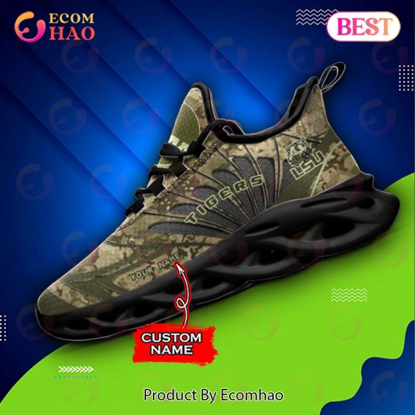 NCAA LSU Tigers Camo Design Max Soul Sneaker Custom Name