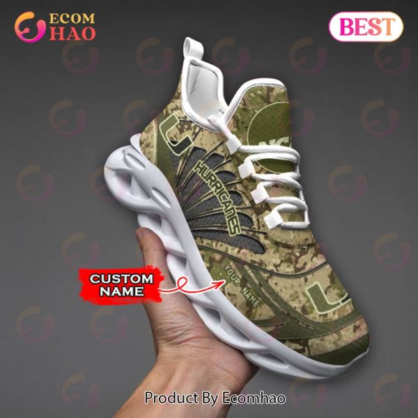 NCAA Miami Hurricanes Camo Design Max Soul Sneaker Custom Name