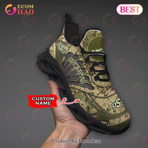 NCAA Oklahoma State Cowboys Camo Design Max Soul Sneaker Custom Name