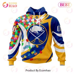 NHL Buffalo Sabres Autism Awareness Personalized Name & Number 3D Hoodie
