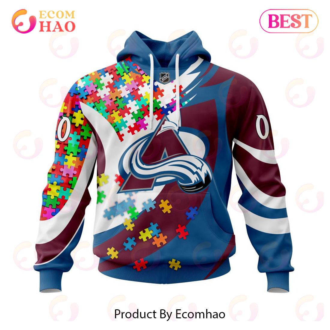 NHL Calgary Flames Autism Awareness Personalized Name & Number 3D Hoodie