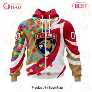NHL Florida Panthers Autism Awareness Personalized Name & Number 3D Hoodie
