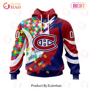 NHL Montreal Canadiens Autism Awareness Personalized Name & Number 3D Hoodie