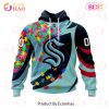NHL San Jose Sharks Autism Awareness Personalized Name & Number 3D Hoodie