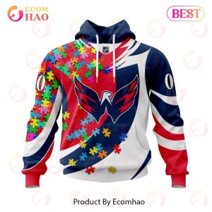 NHL Washington Capitals Autism Awareness Personalized Name & Number 3D Hoodie