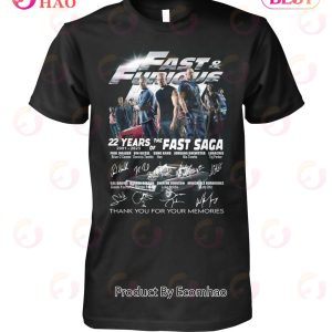 Fast & Furious 22 Years 2001 – 2023 Of The Fast Saga Thank You For The Memories T-Shirt