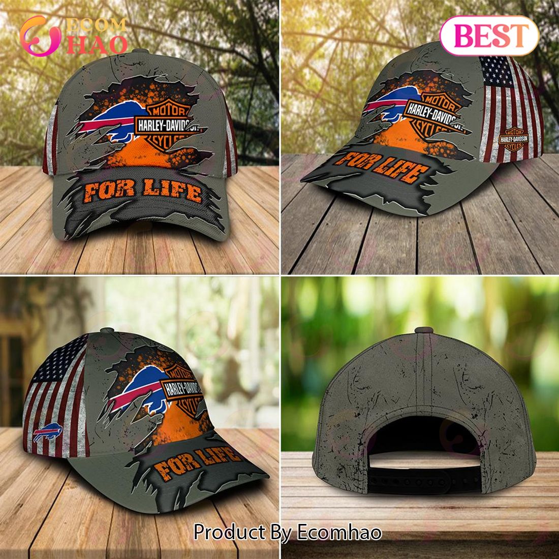 Harley Davidson x NFL Buffalo Bills Cap Allover Print Luxury Items