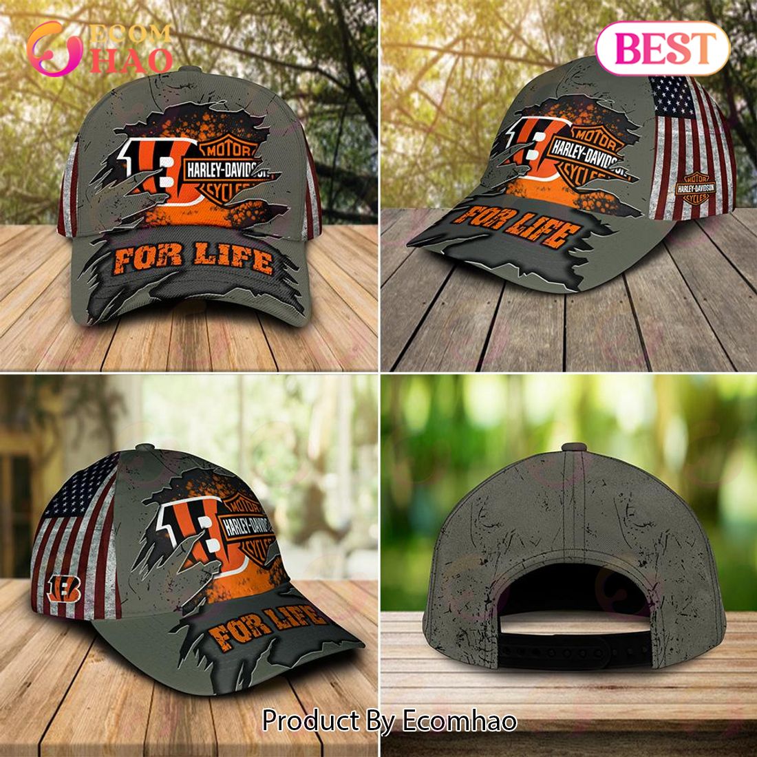 Harley Davidson x NFL Cincinnati Bengals Cap Allover Print Luxury Items