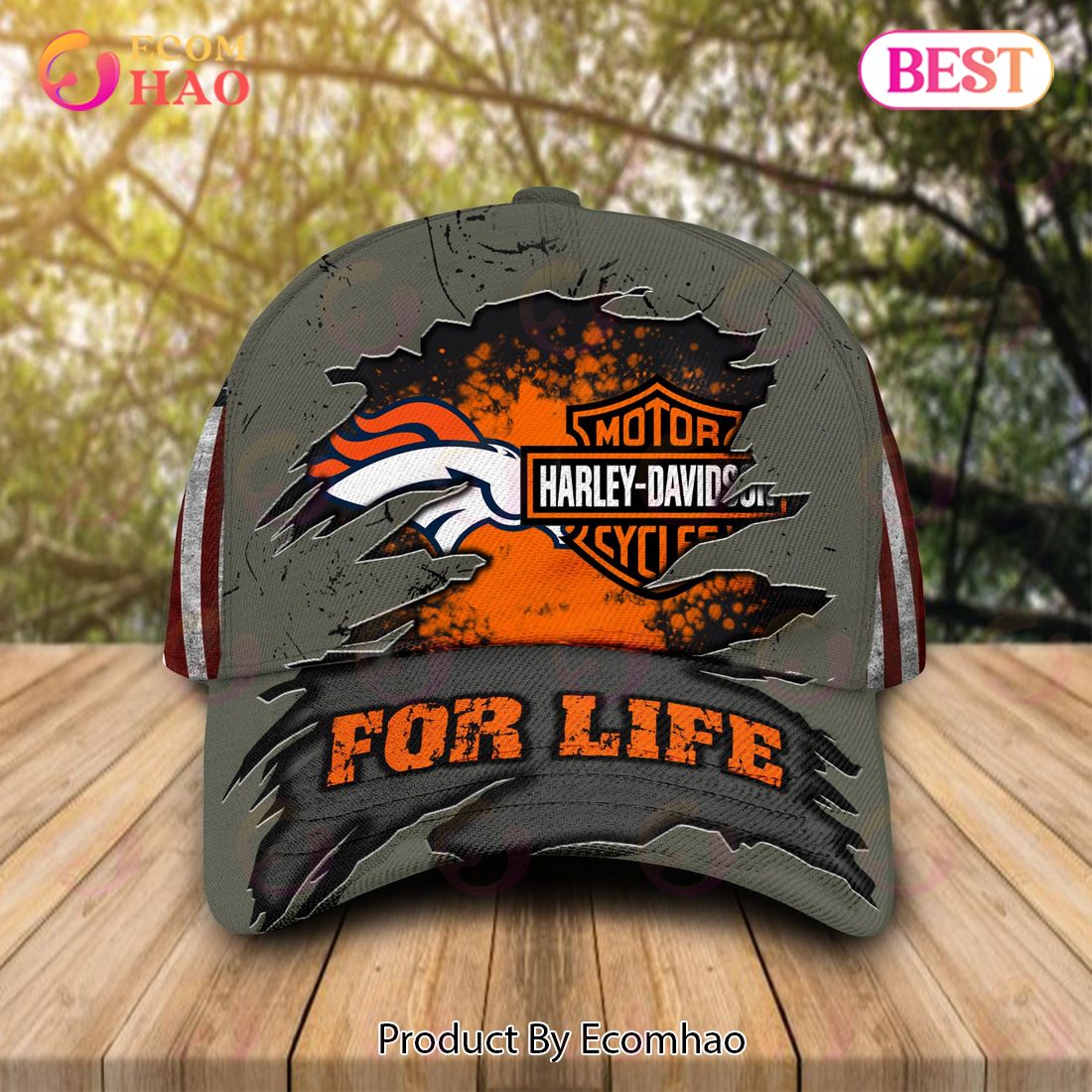 Harley Davidson x NFL Denver Broncos Cap Allover Print Luxury Items