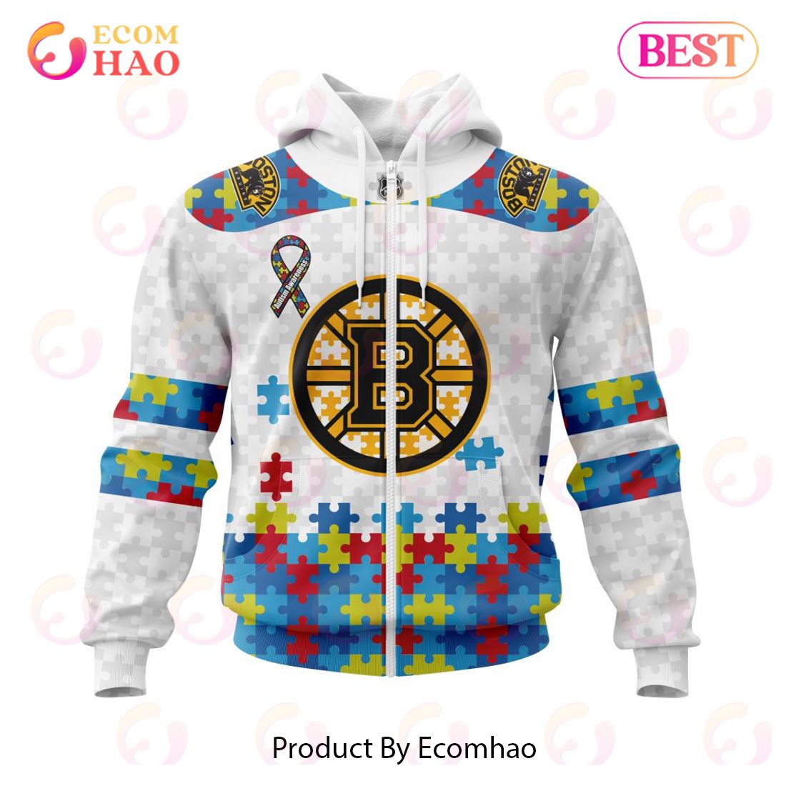 Personalized NHL Boston Bruins Autism Awareness 3D Hoodie