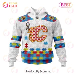 Personalized NHL Calgary Flames Autism Awareness 3D Hoodie
