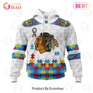 Personalized NHL Chicago BlackHawks Autism Awareness 3D Hoodie