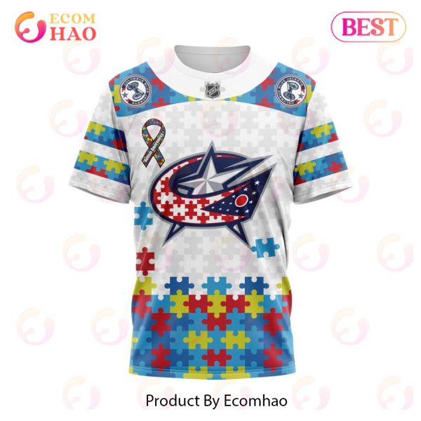 Personalized NHL Columbus Blue Jackets Autism Awareness 3D Hoodie