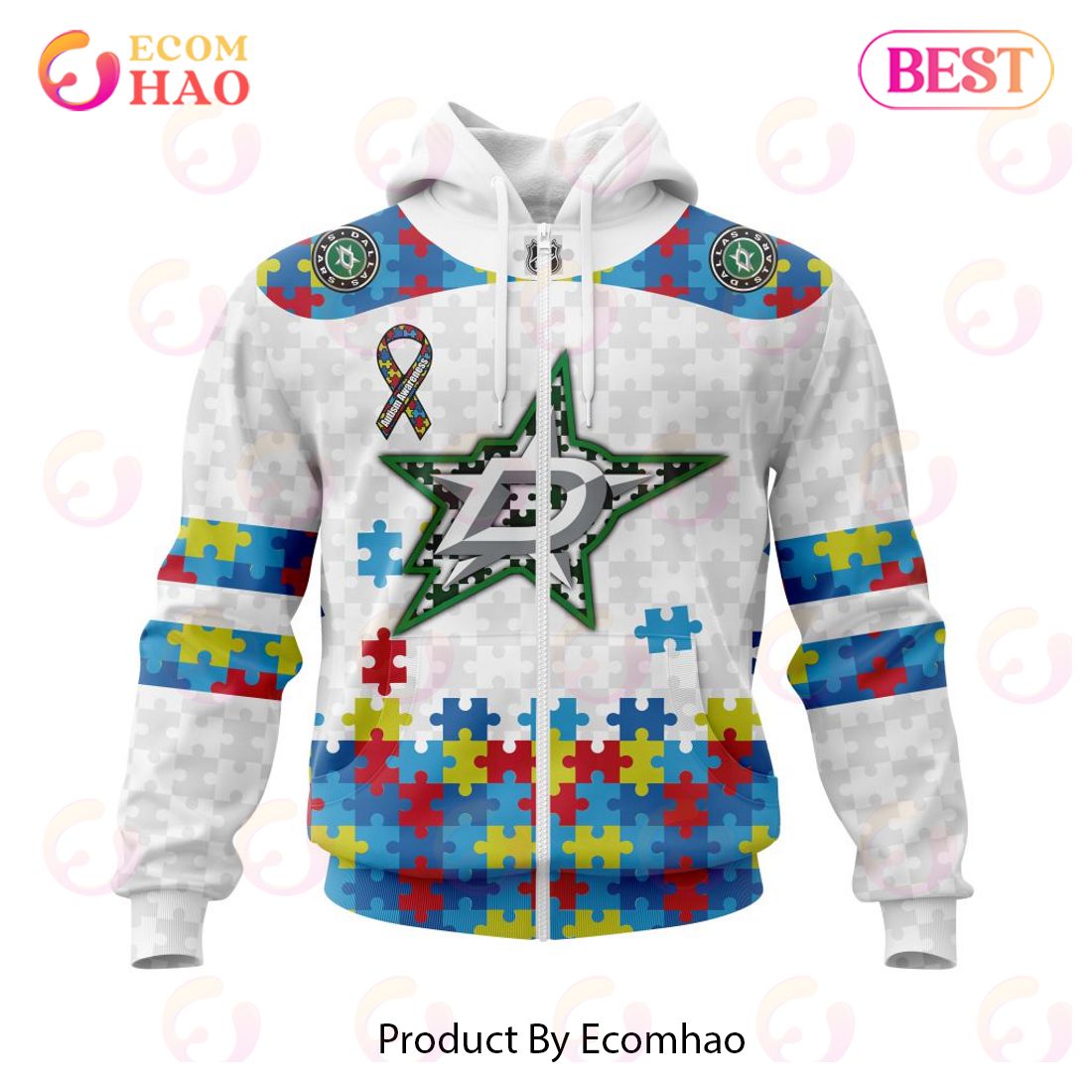 Personalized NHL Dallas Stars Autism Awareness 3D Hoodie