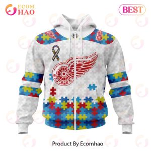 Personalized NHL Detroit Red Wings Autism Awareness 3D Hoodie