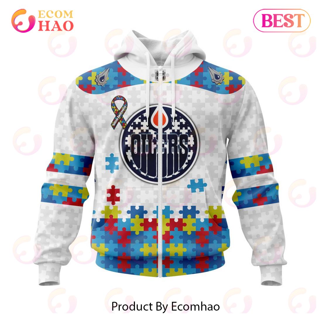 Personalized NHL Edmonton Oilers Autism Awareness 3D Hoodie