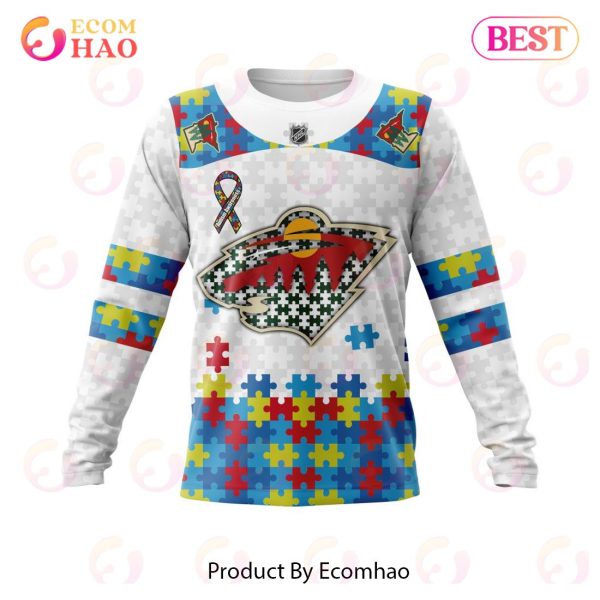 Personalized NHL Minnesota Wild Autism Awareness 3D Hoodie
