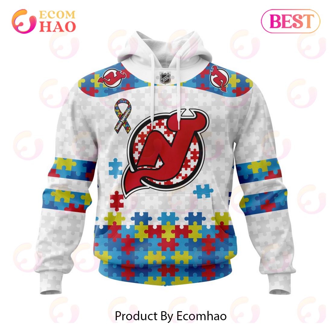 Personalized NHL New Jersey Devils Autism Awareness 3D Hoodie