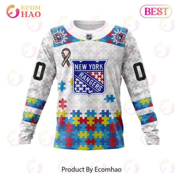 Personalized NHL New York Rangers Autism Awareness 3D Hoodie