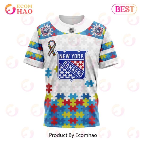 Personalized NHL New York Rangers Autism Awareness 3D Hoodie