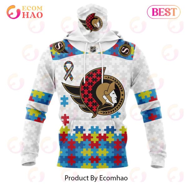 Personalized NHL Ottawa Senators Autism Awareness 3D Hoodie