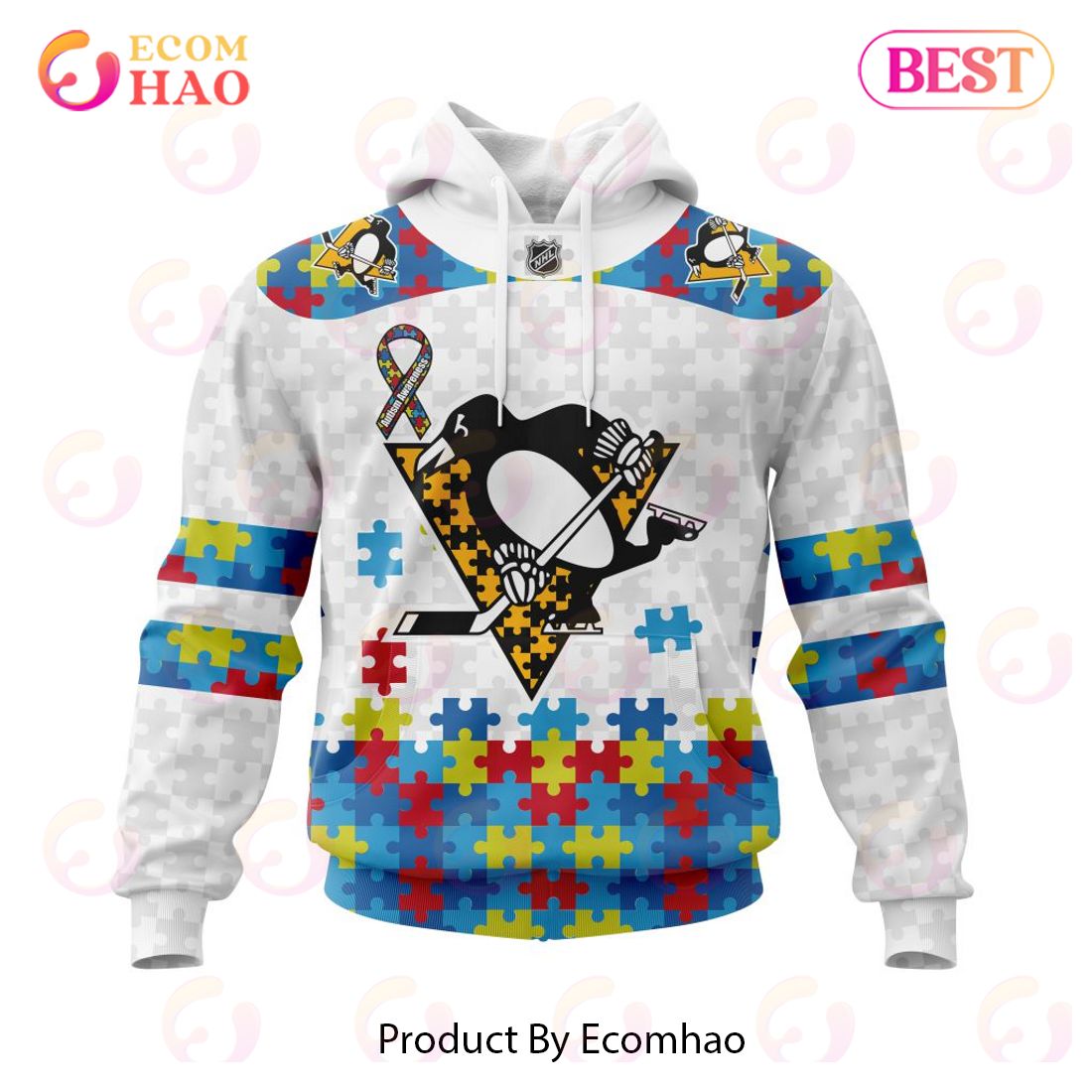 Personalized NHL Pittsburgh Penguins Autism Awareness 3D Hoodie