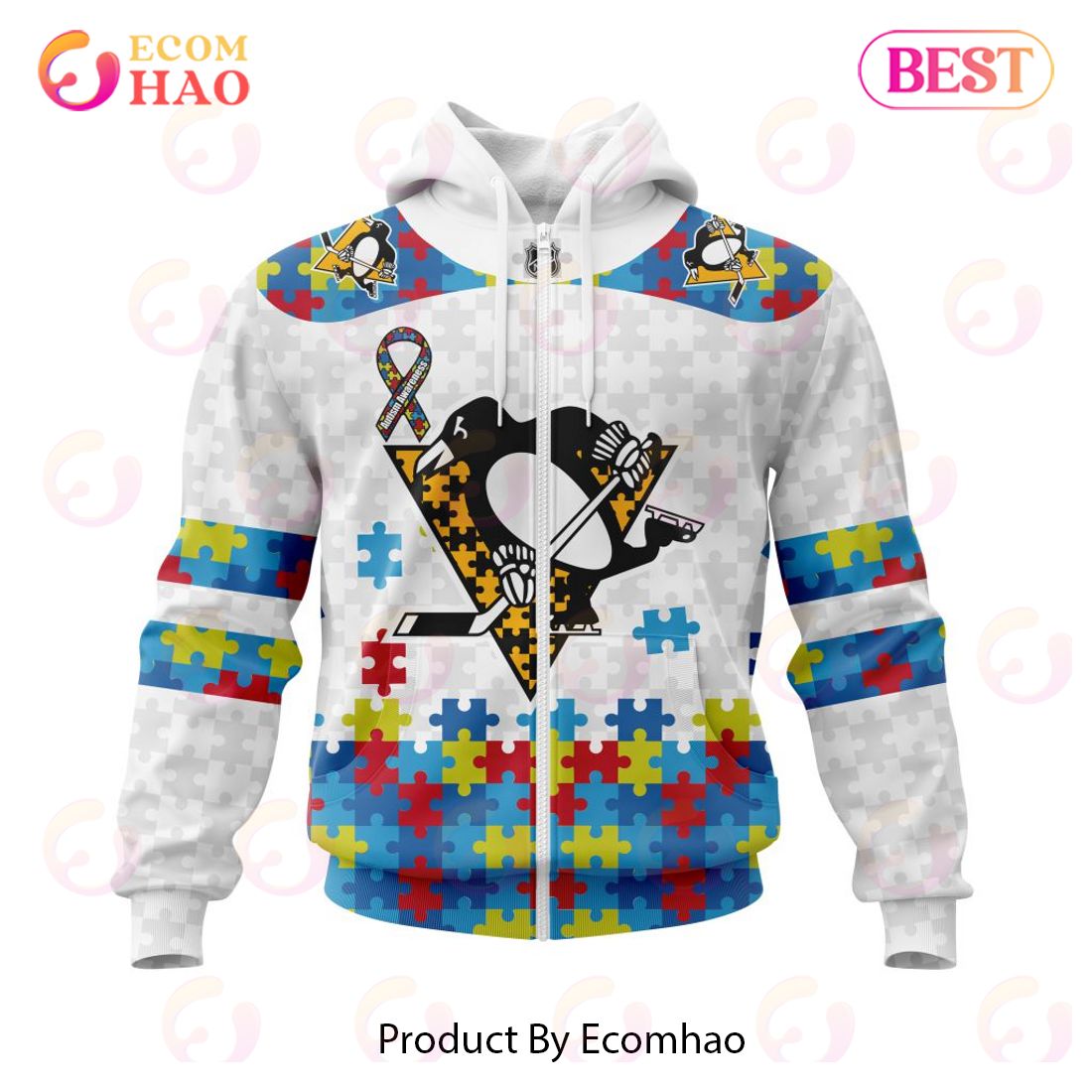 Personalized NHL Pittsburgh Penguins Autism Awareness 3D Hoodie