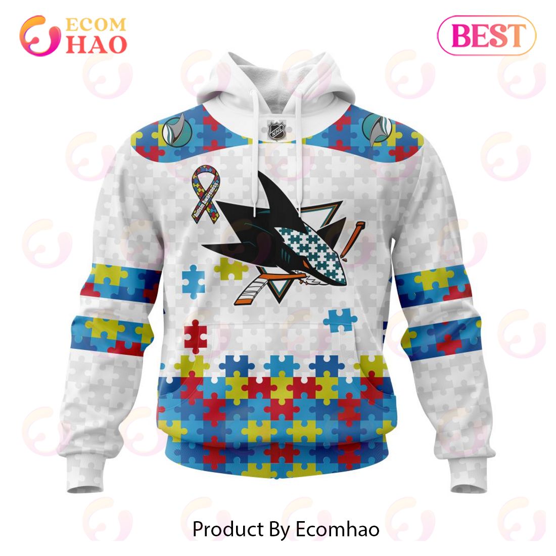 Personalized NHL San Jose Sharks Autism Awareness 3D Hoodie