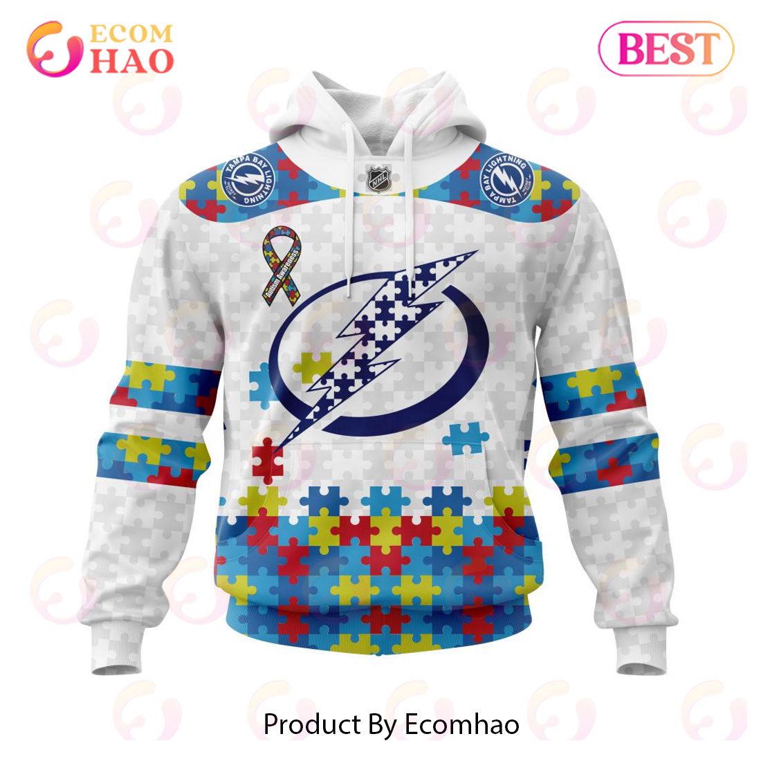 Personalized NHL Tampa Bay Lightning Autism Awareness 3D Hoodie