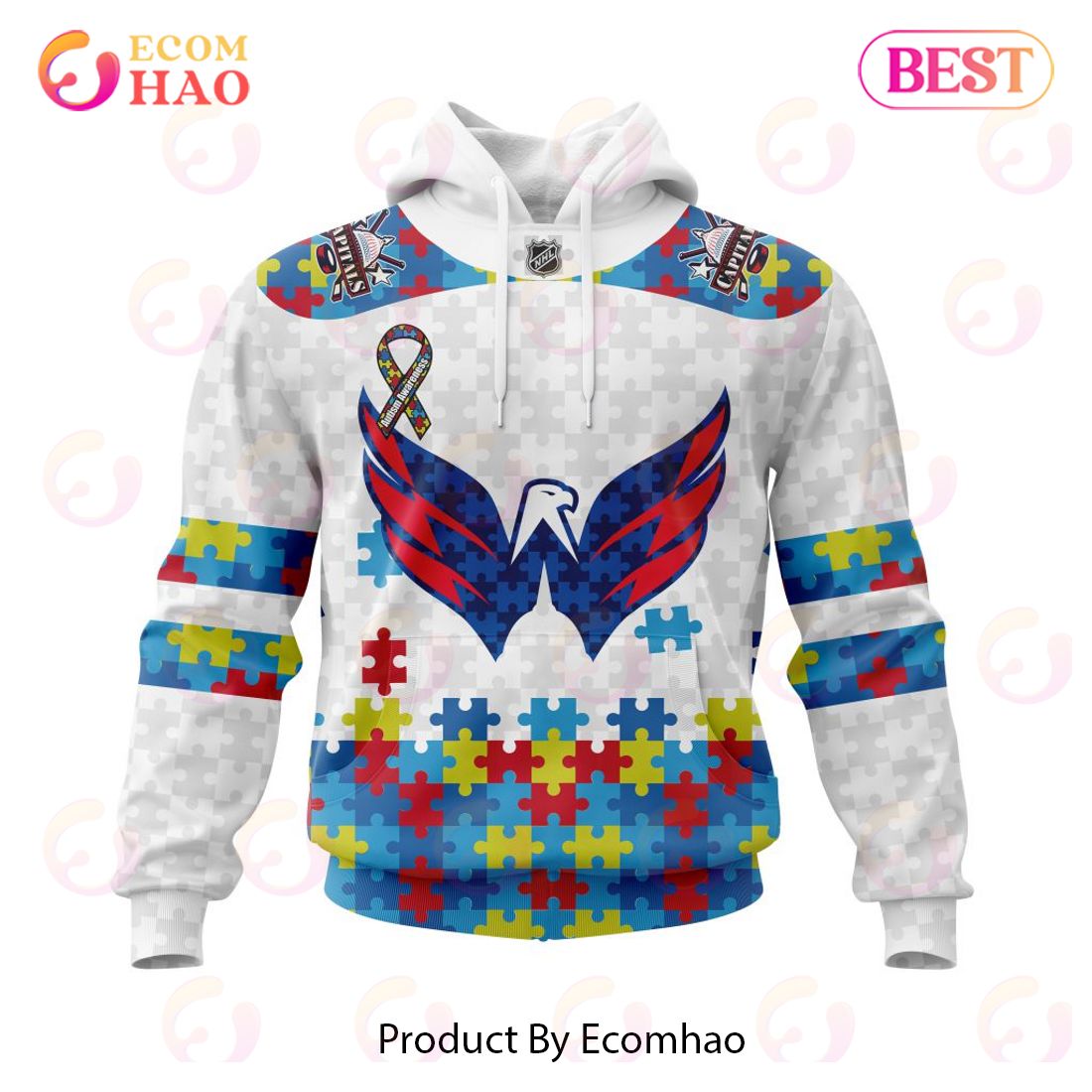 Personalized NHL Washington Capitals Autism Awareness 3D Hoodie