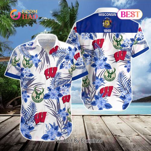 Wisconsin Badgers Milwaukee Bucks Hawaiian Shirt