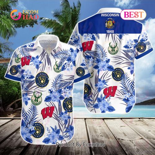 Wisconsin BadgersMilwaukee Brewers Milwaukee Bucks Hawaiian Shirt