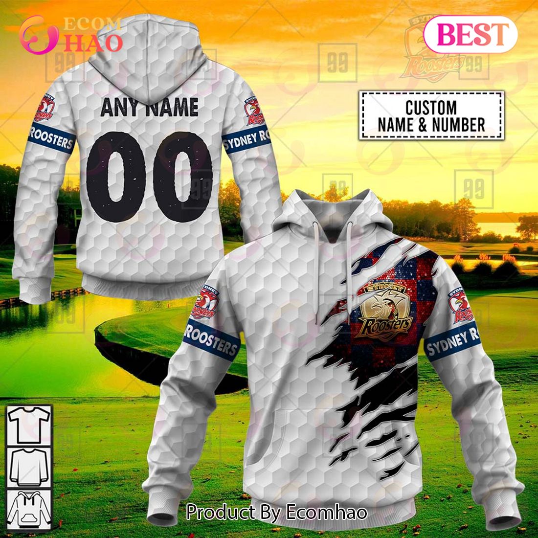 Personalized Golf NRL Sydney Roosters 3D Hoodie