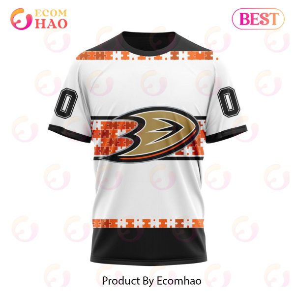 NHL Anaheim Ducks Autism Awareness Custom Name And Number 3D Hoodie