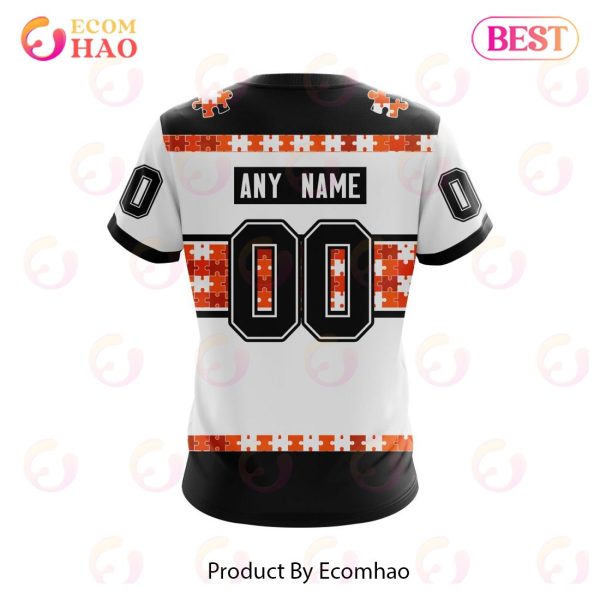 NHL Anaheim Ducks Autism Awareness Custom Name And Number 3D Hoodie