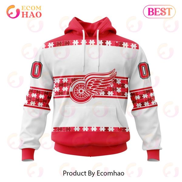 NHL Detroit Red Wings Autism Awareness Custom Name And Number 3D Hoodie