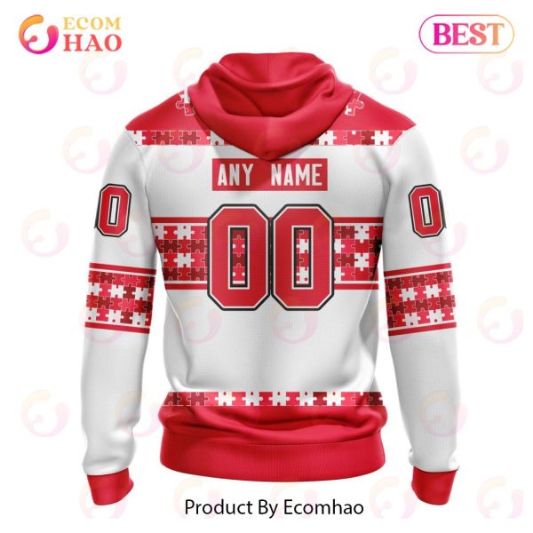 NHL Detroit Red Wings Autism Awareness Custom Name And Number 3D Hoodie