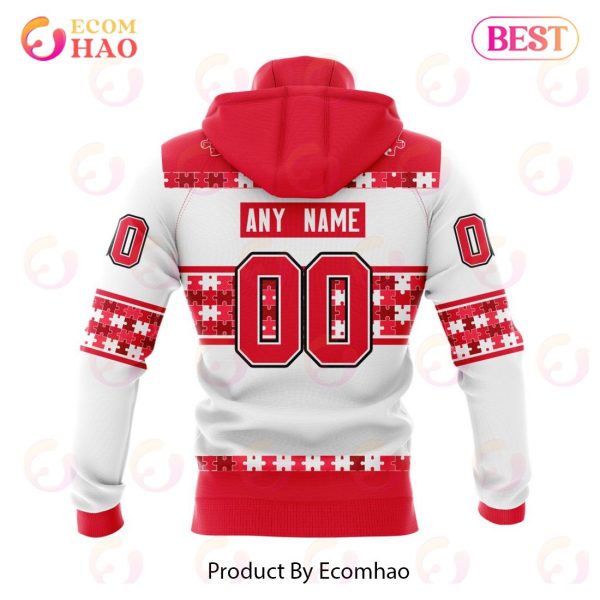 NHL Detroit Red Wings Autism Awareness Custom Name And Number 3D Hoodie