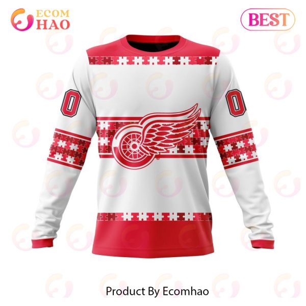NHL Detroit Red Wings Autism Awareness Custom Name And Number 3D Hoodie