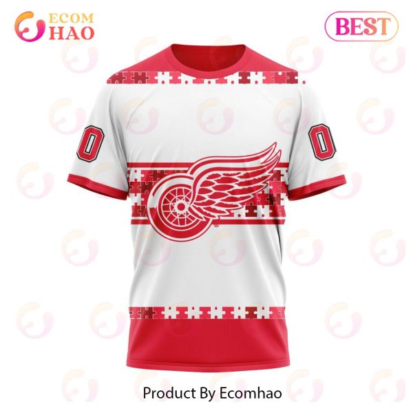 NHL Detroit Red Wings Autism Awareness Custom Name And Number 3D Hoodie