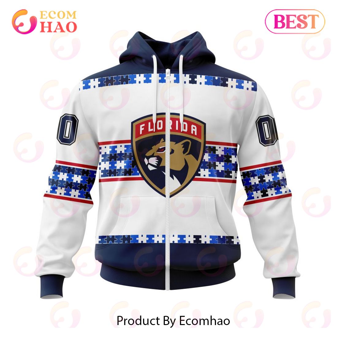 NHL Florida Panthers Autism Awareness Custom Name And Number 3D Hoodie